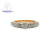 แหวนพิ้งโกลด์ แหวนทองสีชมพู แหวนเพชร แหวนคู่ แหวนแต่งงาน แหวนหมั้น - R1294DPG-18K